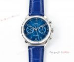 Swiss 7750 IWC Schaffhausen Portuguese Replica Watch Blue Leather Strap